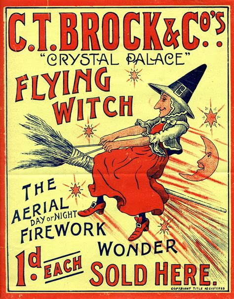 Colossal flying witch with broom